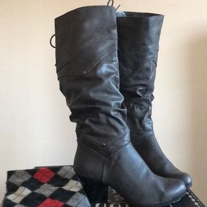 Grey Boot | Below Knee | 3” Heel